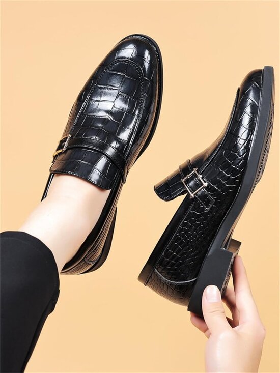 Men\'s Vintage Crocodile Print Slip-On Dress Loafers | Formal Leather Oxford main image 6